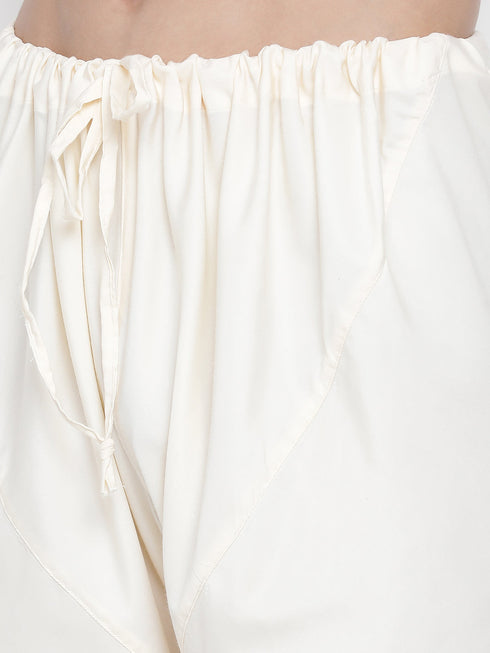 Men's White Cotton Silk Blend Churidar